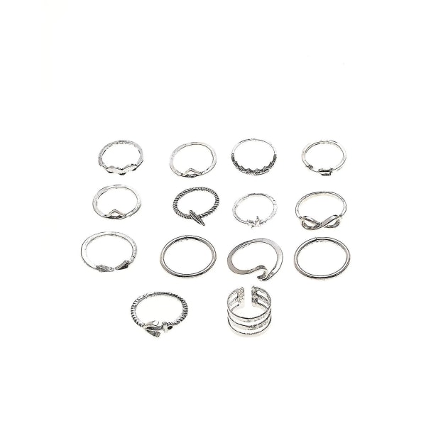 14 stk Boho Ringepakke For Kvinner Knoke Ringer Vintage Joint Knot Rings Sett For Tenåringer Jenter Fest Fesvital Smykker Halloween Julegave