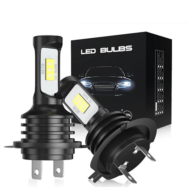 2 stk H7 Led 80w Frontlykter Pærer Lamper Kit 14000lm Hvit Halogen Canbus Ip68 - Snngv