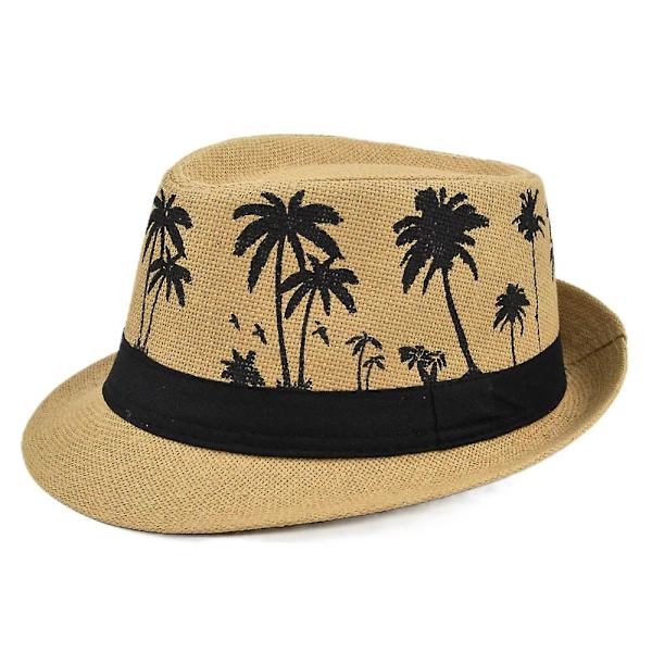 Hainan kokosnötsträd halmhatt topphatt jazzhatt vår och sommar strandhatt utomhus solskydd hatt rullad kant jazzhatt