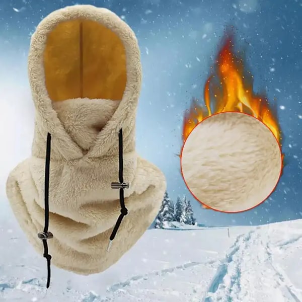 Sherpa-huppu Ski-naamio Talvi Balaclava Kylmä Sää Tuulenpitävä Säädettävissä Lämmin Huppu Peite Hattu Liina - Khaki