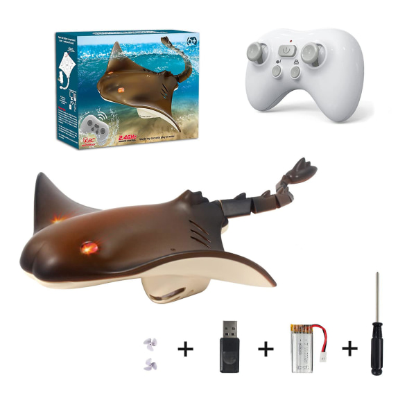 Poolleksaker Fjärrkontroll Shark Boat, 2,4G hög simulering Stingray undervattensdjur vattenleksaker för barn