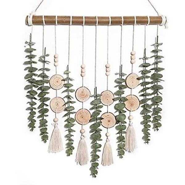 Faux Vägg Boho Badrumsdekor 16,5 tum Träpinne Blad Växter Konstgjord Boho Väggdekor För Vardagsrum Kök Hem Bad