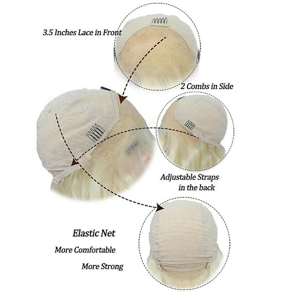 Lyhyt Bob Lace Front -peruukit Brasilialaiset ihmishiukset Sävy Suora Liimaton Lace Wig