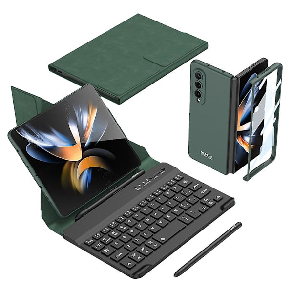 Magnetisk Touch Mous Trådlöst Tangentbord för Samsung Galaxy Z Fold 4 3 2 Fodral Läder Flip Stativ för Huawei Mate X2 Telefonfodral