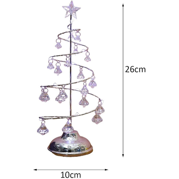 Juletræ Lampe, Krystal Bord Dekorationer Med LED Lys Til Indendørs Fest Xmas Fødselsdagsgaver (10/13 Tommer)