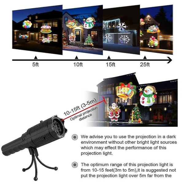 Joulu 12 diaa LED-projektori taskulamppu Puutarhamaisema sisä-/ulko Joulujuhlalamppu