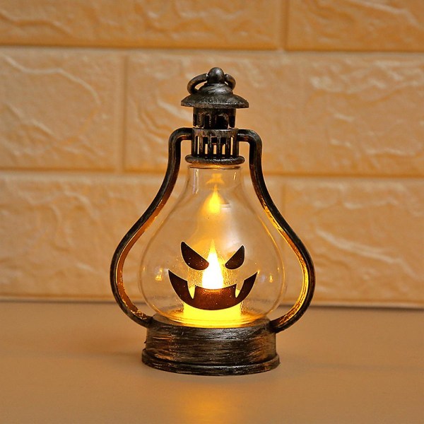 Halloween gresskarlampe Gresskarlyktrekvisitter Festhengende dekorasjonslampe Led Vintage gresskarlys Halloween-pynt（C）
