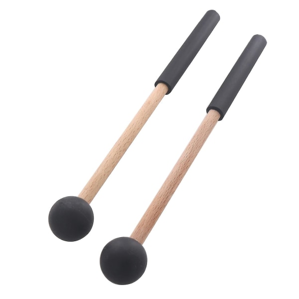 1 par tungtrumma klubbor mjukt gummihuvud trumma klubbor för trummor Tunga trummor och tangentbord（WoodBlack）