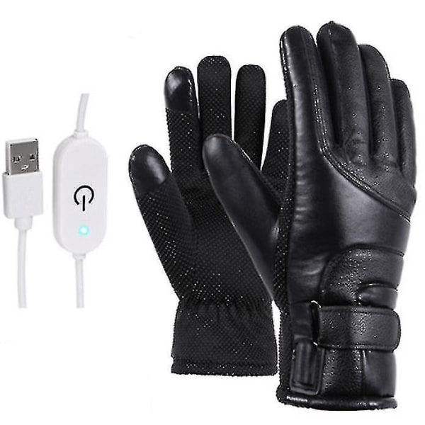 Motorcykel elektriska uppvärmda handskar Pekskärm Vinter Varm Vattentät Vindtät（B-USB Justerbar temperatur）