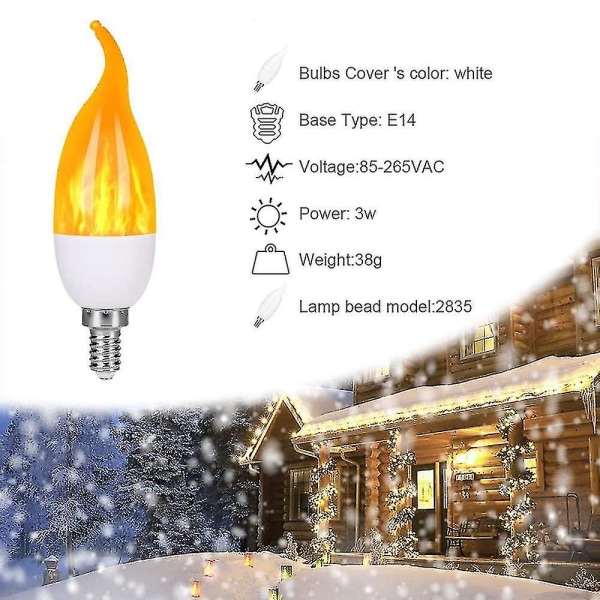 Led flamme flimrende pære Led ildemuleringslys E14 E27 stearinlyslampe 4 tilstande Belysning Kreativ julestemningslampe Home Decor 1 stk（1 stk，E27）