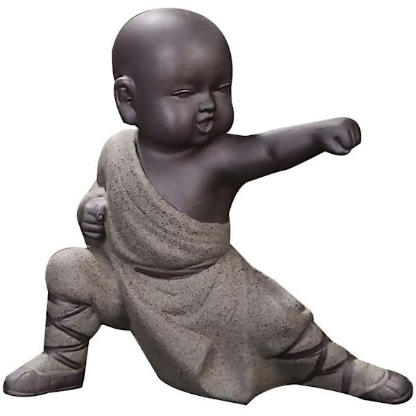 Mini Munk Ornament, Kung Fu Buddha Staty Tehusdjur Zen Trädgård Te Brick Figur För Bil Hem Skrivbord