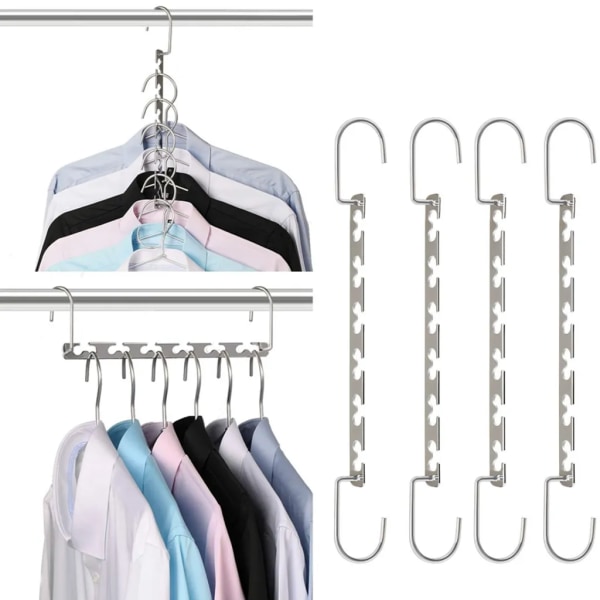 Set med 8 klädhängare Metall Magic garderob Organisera utrymmesbesparande hängare Krokar utrymmesbesparande hängare