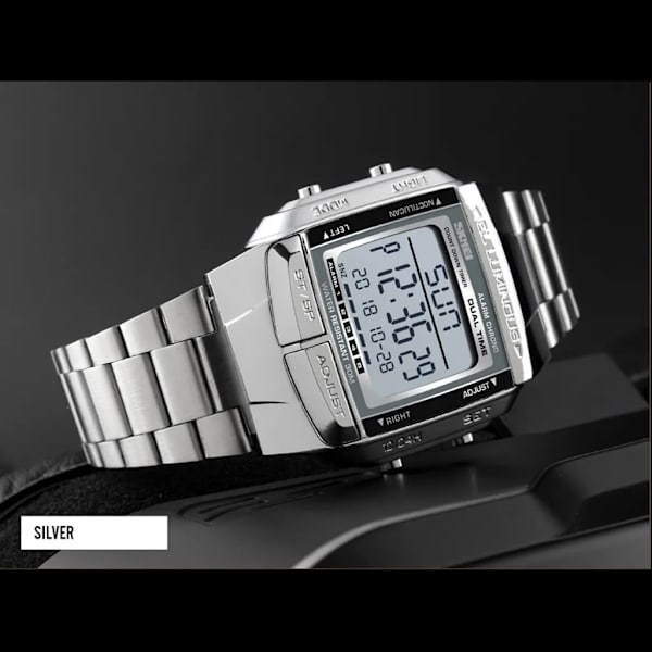 SKMEI 1381 Herr Analog Digital Klocka Armbandsur 2 Tids 5 Alarm 3ATM Vattentålig Rostfritt Stål Band Bakgrundsbelysning Multifunktionella Klockor