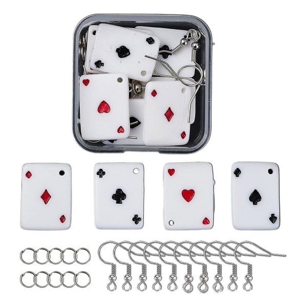 Øredobber Making Kits Poker Hjerter og Spar Spillekort Dingle Drop Earring