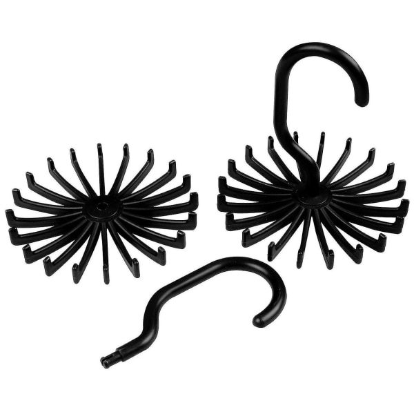 Justerbare drejelige kroge, drejelige og aftagelige mini runde plastik bindebåndssløjfe tørklædeholder (sort) (1 stk)