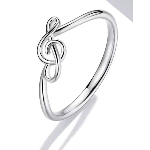 925 Sterling Silver Ring - Stackable Music Note Band - Comfort Fit Silver Rings Women 7