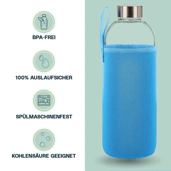 Glasflaska dricksflaska 550 ml Klassisk bärbar BPA-fri sportflaska  Glasvattenflaska för att ta med dig kalla varma drycker (ljusblå) b601 |  Fyndiq