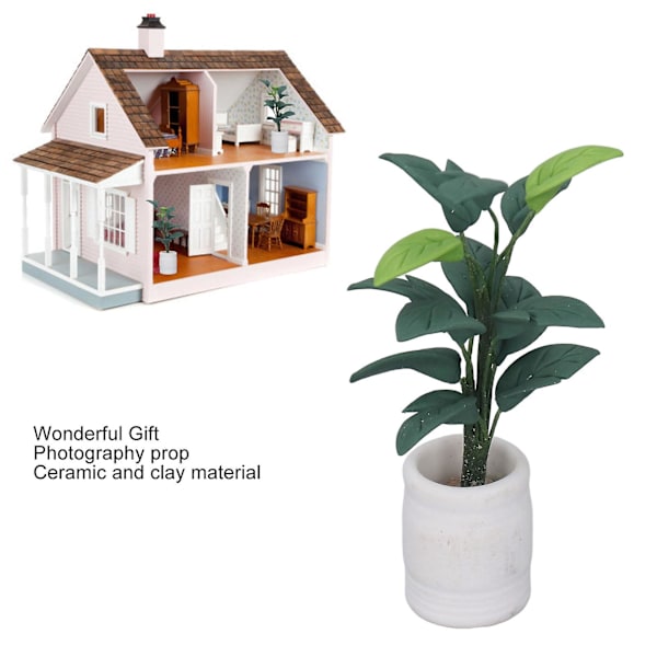 1:12 Dockhus Krukväxt Modell Miniatyr Grön Bonsai Modell Dockhus Dekoration Tillbehör