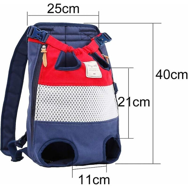 One Piece Pet Carrier Bag, Hunderyggsekk kompatibel gåing, ridning og motorsykler opp til 10 kg (rød og blå)_Aleko