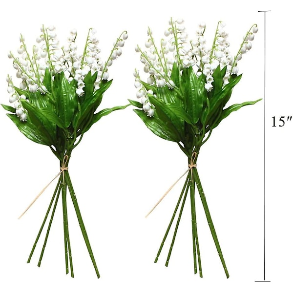 12-pack konstgjorda liljekonvaljer blommor konstgjorda blommor vindspel orkidé bröllopsbukett vita blomsterarrangemang för bröllop hem inomhus utomhus