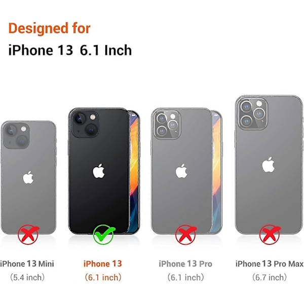 Söt Transparent Kristalldesignat iPhone 13 Skal 6,1 tum 2021 Släppt, Stötsäkert Skyddande Hållbart Telefonfodral Smalt Omslag för Vit Moln Estetik G