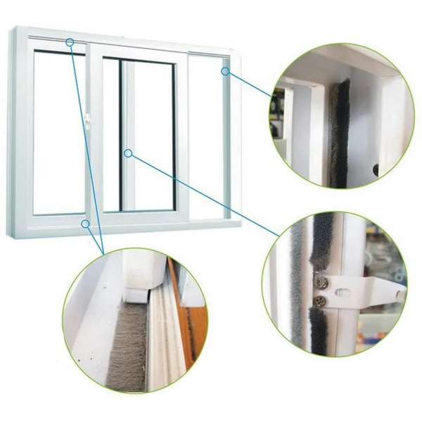 Borsta tätningslister för fönster och dörrisolering tätningslist vindtät, dammtät och insektssäker fals