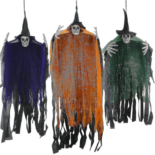 Riippuva noitakallo-ornamentti Halloween-rekvisiitta itkevä set kauhuriipus (violetti)