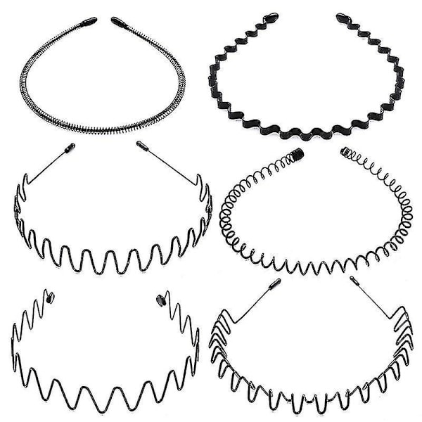 10 st /8 st /6 st/5 st /3 st Metalliska Hårband, Flexibla Metallpannband Svart Halksäkra Hårband, Unisex#dhdzsw05