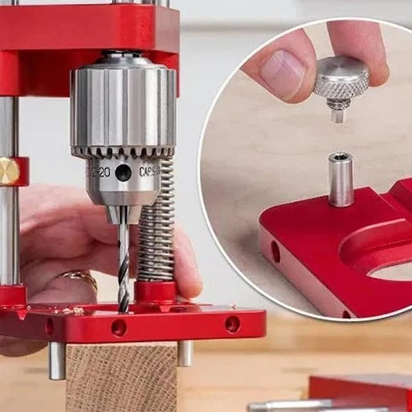 Träbearbetningsborr Lokalisatorverktyg, Borrpositionerare, justerbar Stanslokalisator för DIY Möbelposition Handverktyg (röd)