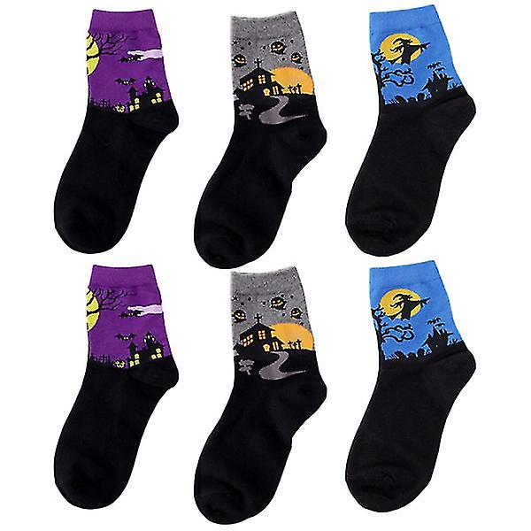 3 par åndbare tegneseriestrømper Halloween Cosplay bomuldsstrømper Casual sokker