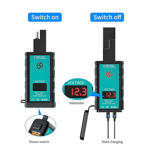 Qc3.0 Usb Typ-c Snabbladdare för Motorcykel Telefonhållare för Styrfäste 1st