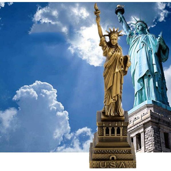 Souvenirfigurer från Frihetsgudinnan i New York City, metallmodelldekoration i brons, 15 cm