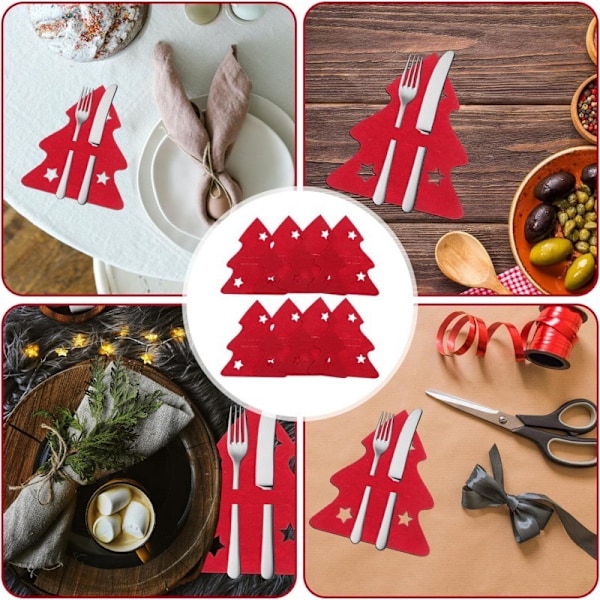 8 Bestickpåsar, Julfilt Besticksunderlägg Servispaket Mode Bestickpaket Underlägg Kustfartyg Semesterfest Borddekoration (grå, C)