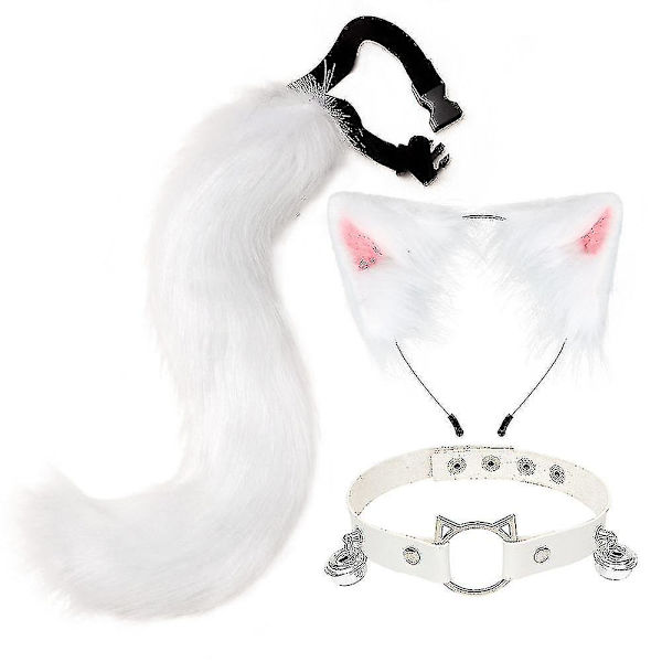 Karvaiset kissanhännän kettuhäntäkellopanta kaulakorun sarja Halloween-juhlatarvikkeet Lolita-simulaatioturkispehmoinen päähine Cosplay-rekvisiitta