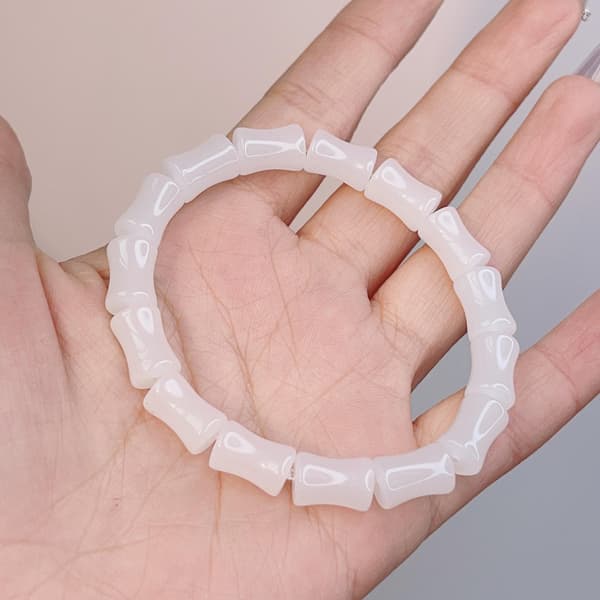 2 st bambu-rör armband tjocka böjda staplingsbara klar grön+vit