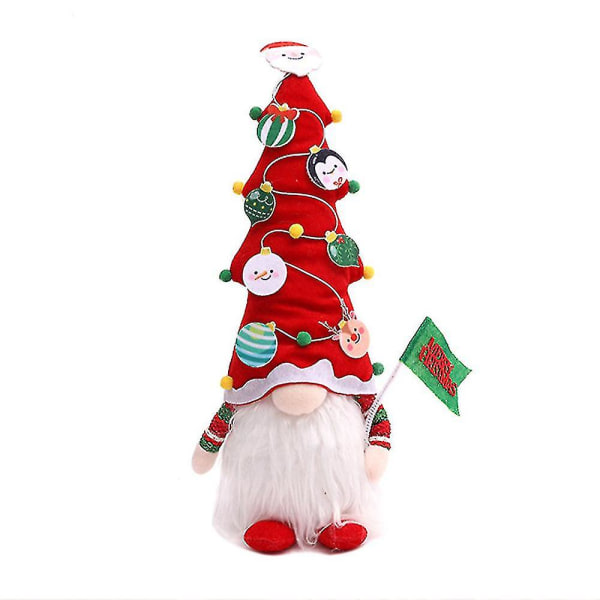 Julemands legetøjsnisse juleplys ansigtsløs dukkevinduesdekoration (rød)