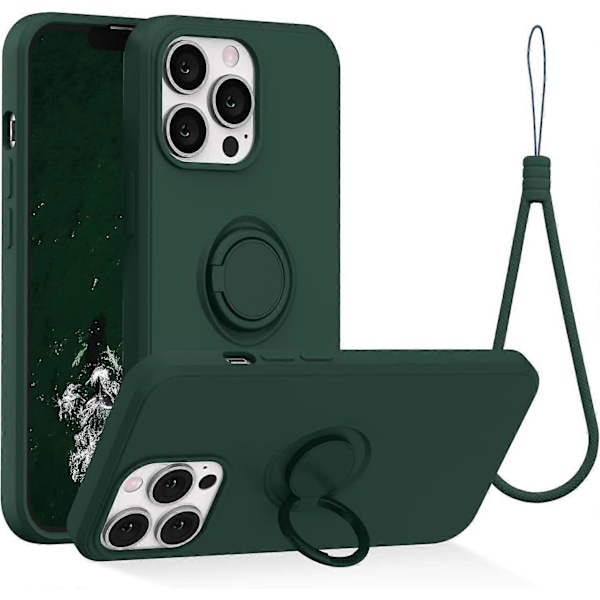 iPhone 13 Pro Max Skal, Silikon med 360-Graders Ringstativ Hållare Mjuk Mikrofiberduk Fullt Skydd Utformad för iPhone 13 Pro Max (Armégrön)