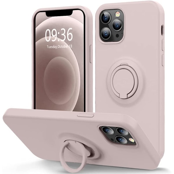 För iPhone Case med Ring Ställ - Flytande Silikon Phone case rosa iPhone 13 promax