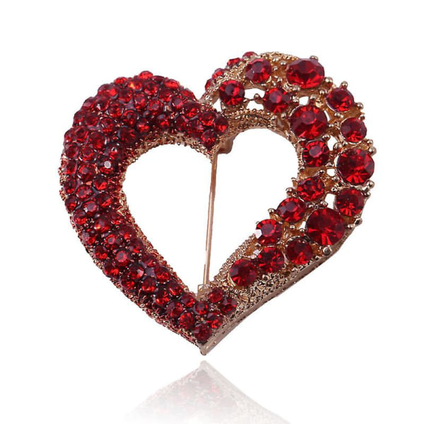 Nytt mode dekorativ ädelsten hjärtformad dam temperament mode ihålig diamant söt all-match brosch corsage
