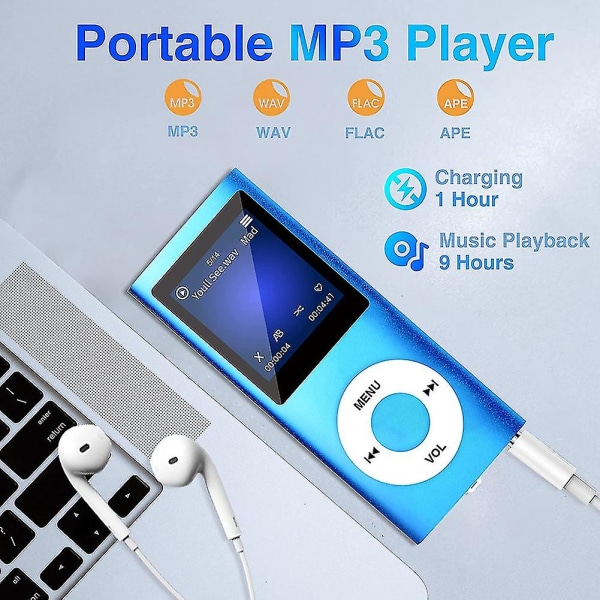 MP3-spiller med Bluetooth 5.0, musikkspiller med 32 GB TF-kort, FM, øretelefoner, bærbar HiFi musikkavspilling