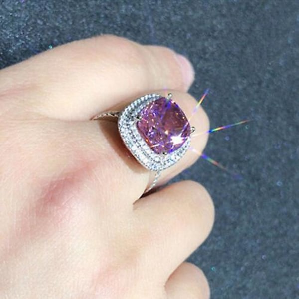 Nydelig kubikksirkon forsølvet ring forlovelsesring for kvinners smykker, størrelse 7