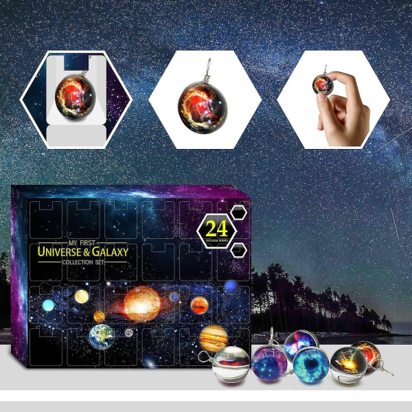 Universum & Galaxy Collection Set, jul 24 dagars adventskalender, Planet Collection presentförpackning, space Planet Science Kit för pojkar Flickor Julräkning