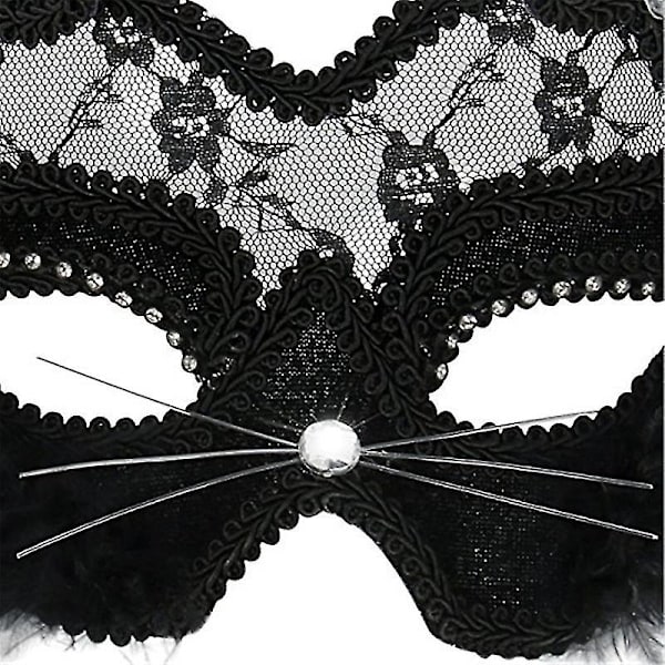 Svart kattögonmask, lämplig för maskerad, jul och halloweenfester