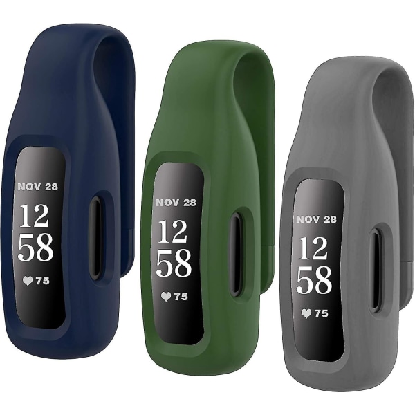 3-pack Clips Ersättning för Fitbit Inspire 2, mjuk, bekväm silikonklämma 360 skyddshållare Tillbehör kompatibel med Fibit Inspire 2