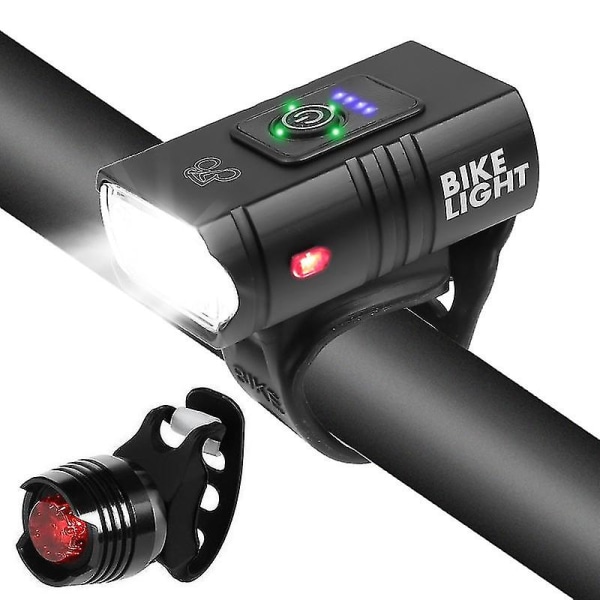 Super Bright Bike Light USB Uppladdningsbar, vattentät, väg-/mountaincykelstrålkastare och LED- set med 1000 Mah batteri