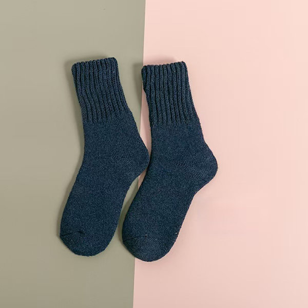2 par Stövlarsockor för Kvinnor Vinter Solid Tjock Varma Sockor Mysiga Crew Sockor Julgåva-Blå
