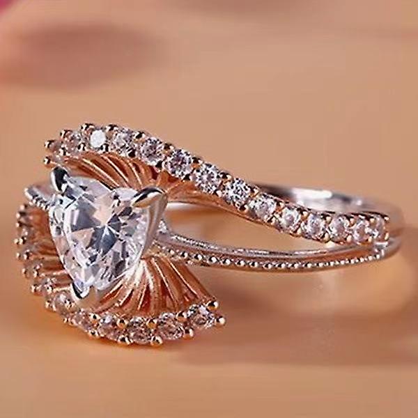 Pretty Heart Cut Cubic Zirconia Ring Kvinder Bryllupssmykker Størrelse 7