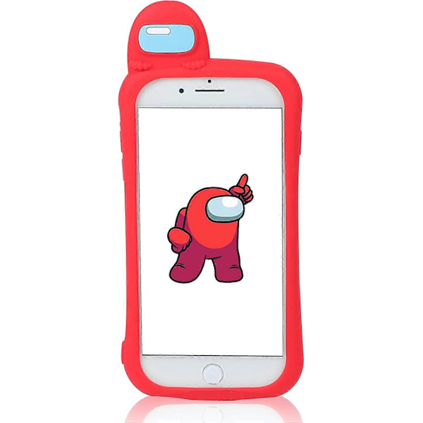Fodral för iPhone 7/8/6S/6/SE 2020 Cartoon Cute 3D Kawaii Rolig Röd Barn Design Silikon Cover, Cool Rolig Mode Karaktär Fodral för iPhone 7/8/6S/6/SE