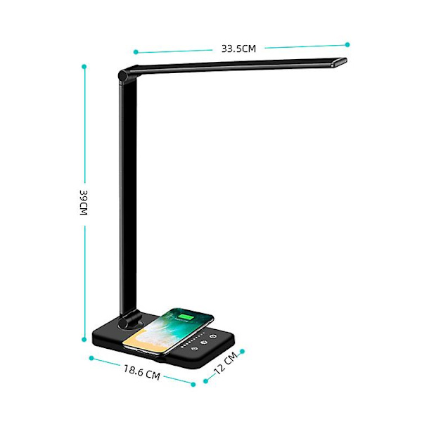 LED-skrivbordslampa, bordslampor dimbar 10 ljusstyrkenivåer 5 färglägen, ögon skyddande pekkontroll, med 1,5m USB-kabel/vikbar/roterande timerfunktion