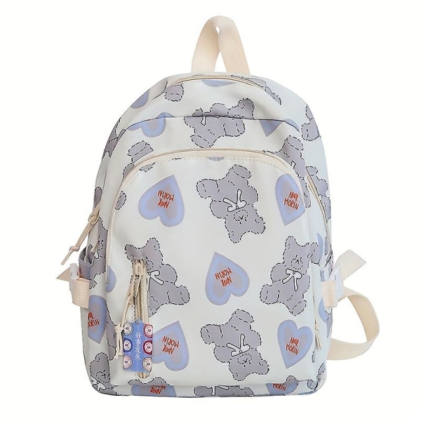 Skoletaske til ungdomsskolepiger, ny stil japansk trykt lille frisk rygsæk med stor kapacitet（lilla）